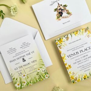 Thiệp cưới hoa cúc kim tiền