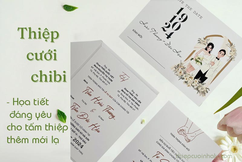 in thiệp cưới chibi