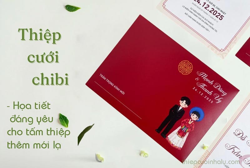 Thiệp cưới chibi - Họa tiết đáng yêu cho tấm thiệp thêm mới lạ