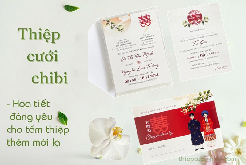 Thiệp cưới chibi - Họa tiết đáng yêu cho tấm thiệp thêm mới lạ