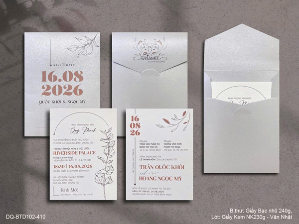 thiệp cưới giấy bạc nhũ