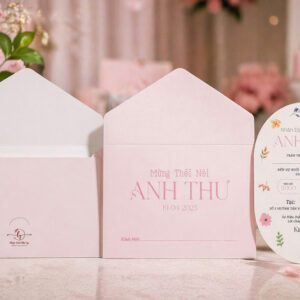 Thiệp Mừng Thôi Nôi Ruột Ovan Hiện Đại