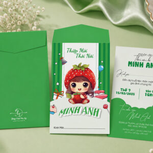 Thiệp thôi nôi màu xanh lá