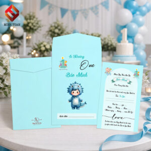 Thiệp sinh nhật màu xanh cho bé