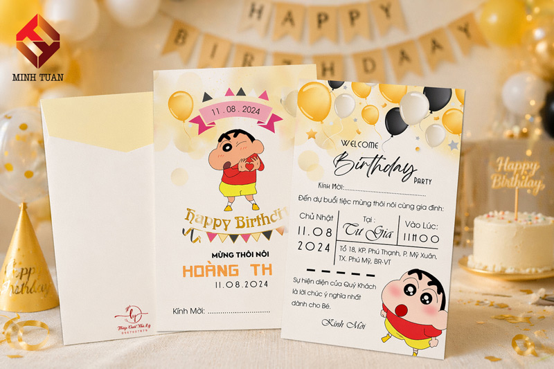 Thiệp sinh nhật họa tiết Shin cậu bé bút chì